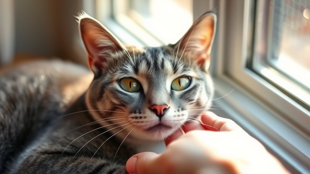 cat chirps when petted